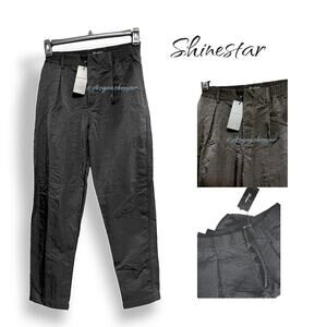 Shinestar Black Pinch Pleat Button Fly Pants - comfortable casual Med NWT